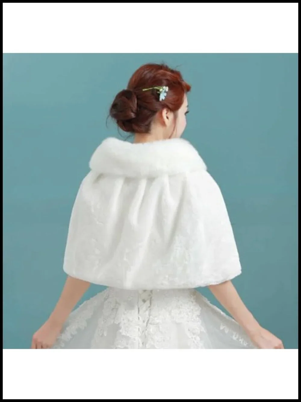 Faux Fur Collar Cape Shawl for Bridal Wedding